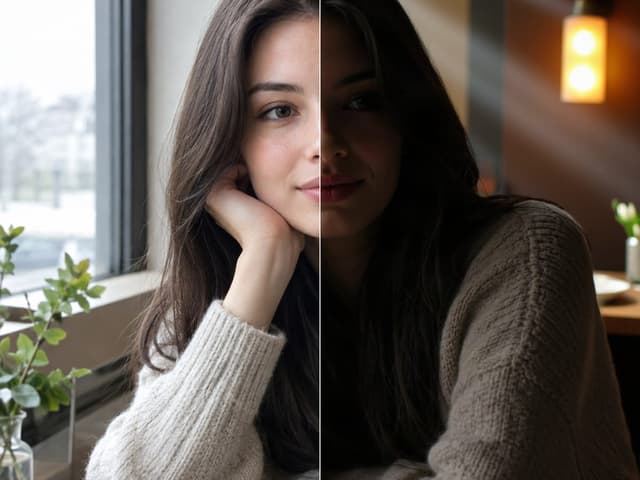 Arrastra la fuente de luz y elige un estilo — las fotos planas se vuelven hora dorada, noches de neón o tomas de estudio.