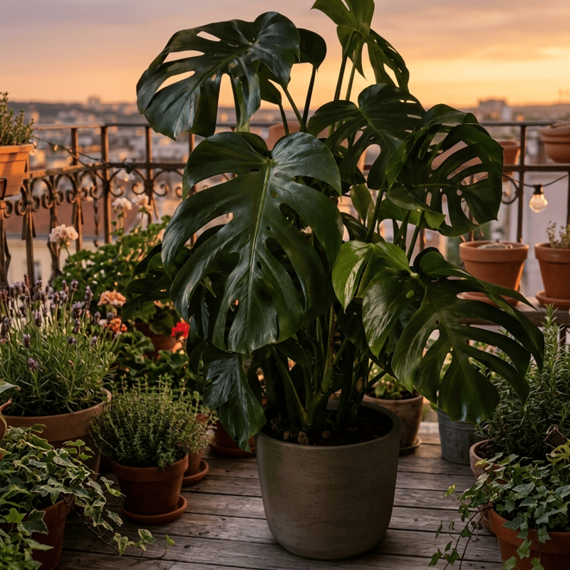 Dim hallway → sunset balcony — After