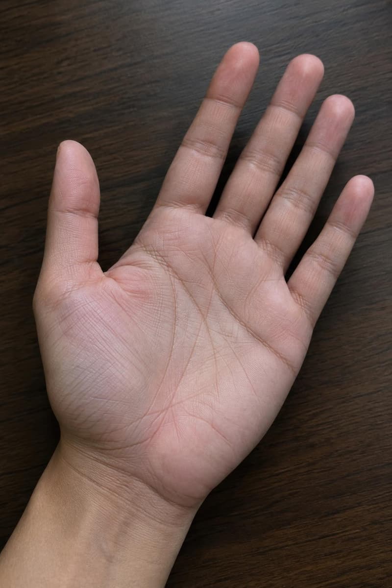 Mano apoyada en un escritorio — Antes
