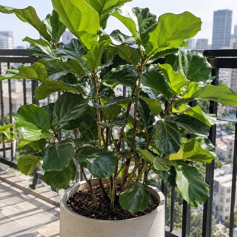 Potted fiddle-leaf plant — Before