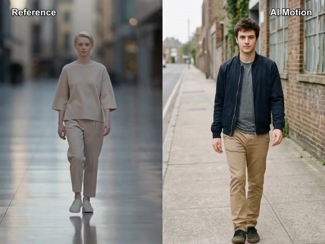 Sube una foto y cualquier clip de movimiento — la persona o el personaje de tu foto hace tus movimientos.